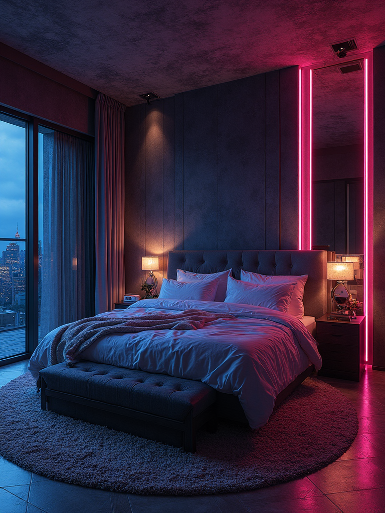 Cyberpunk Master Bedroom - Cyberpunk Master Bedroom interior design inspiration
