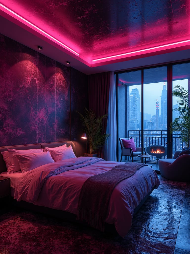 Cyberpunk Master Suite - Cyberpunk Master Suite interior design inspiration