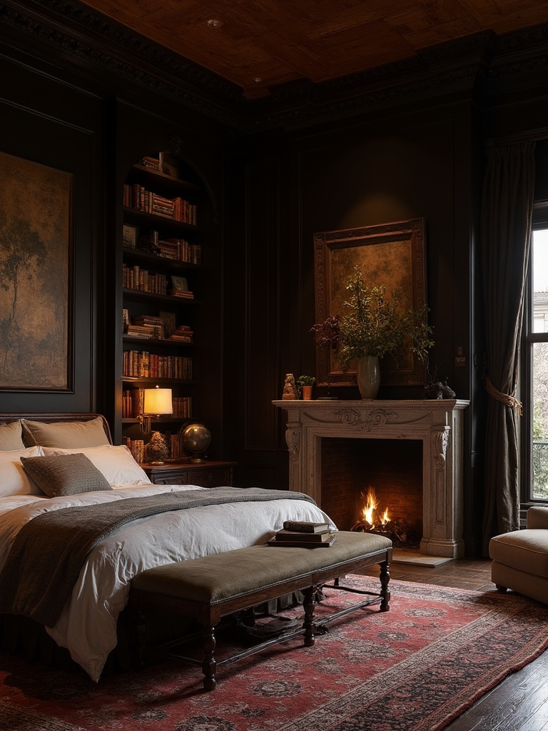 Dark Academia Master Suite - Dark Academia Master Suite interior design inspiration