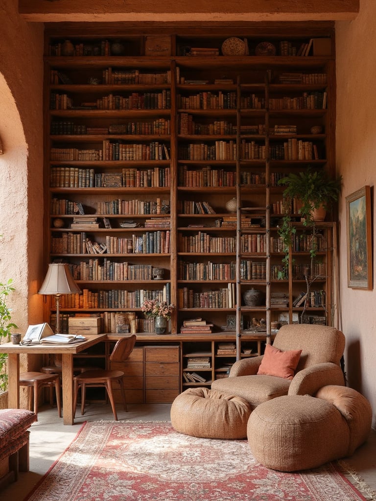 Earthy Library - Earthy Library interior design inspiration