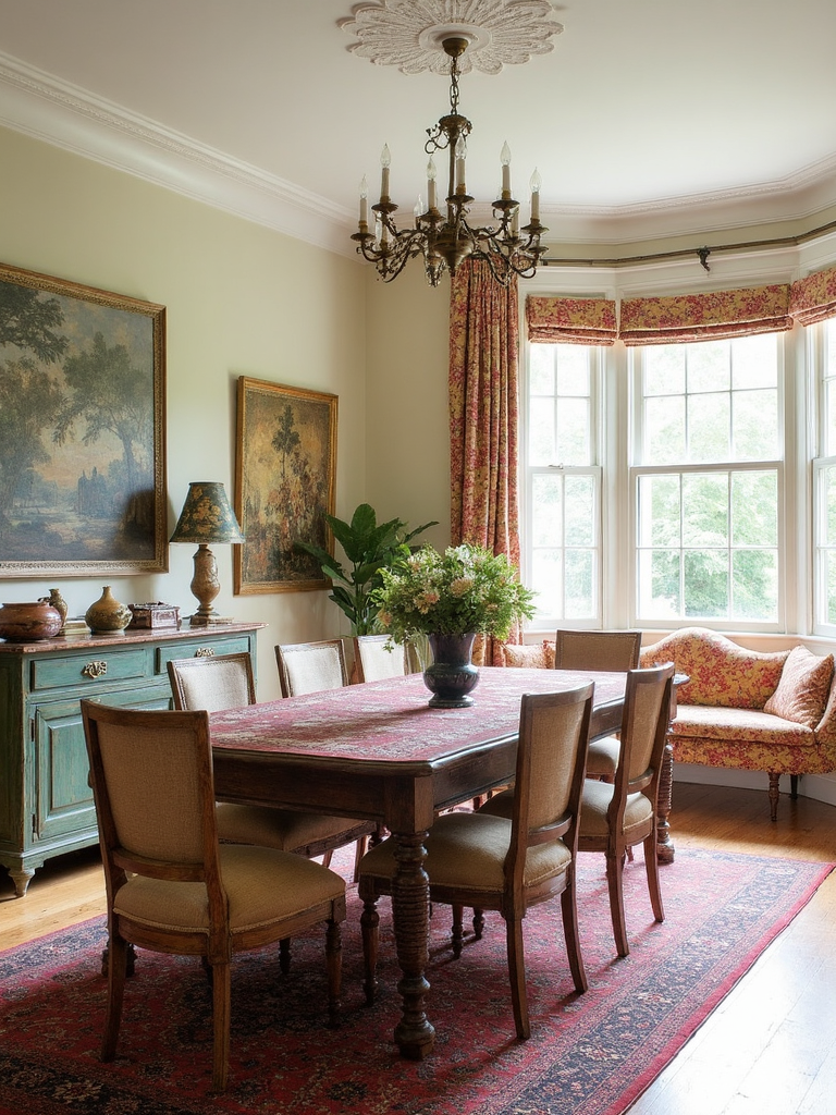 English Cottage Dining Room featuring cozy, floral, vintage - interior design ideas and inspiration