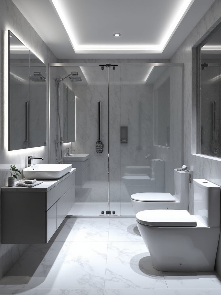 Futuristic Bathroom featuring high-tech, sleek lines, smart home - interior design ideas and inspiration