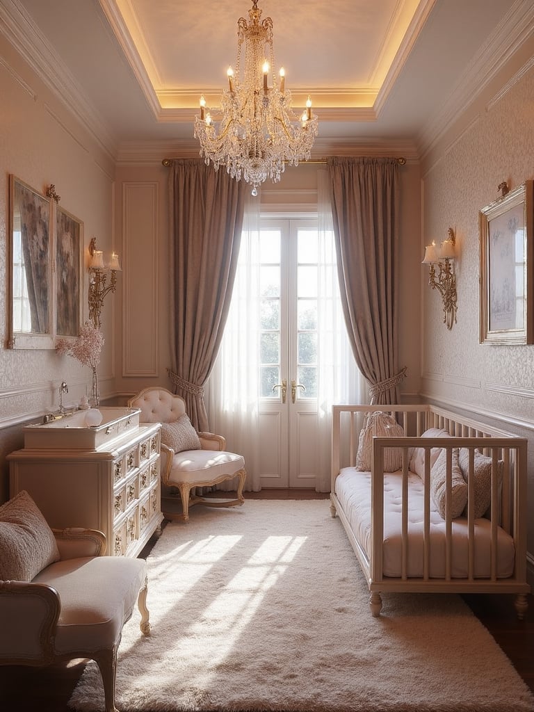 Glam Nursery featuring dramatic, luxurious, metallic accents - interior design ideas and inspiration