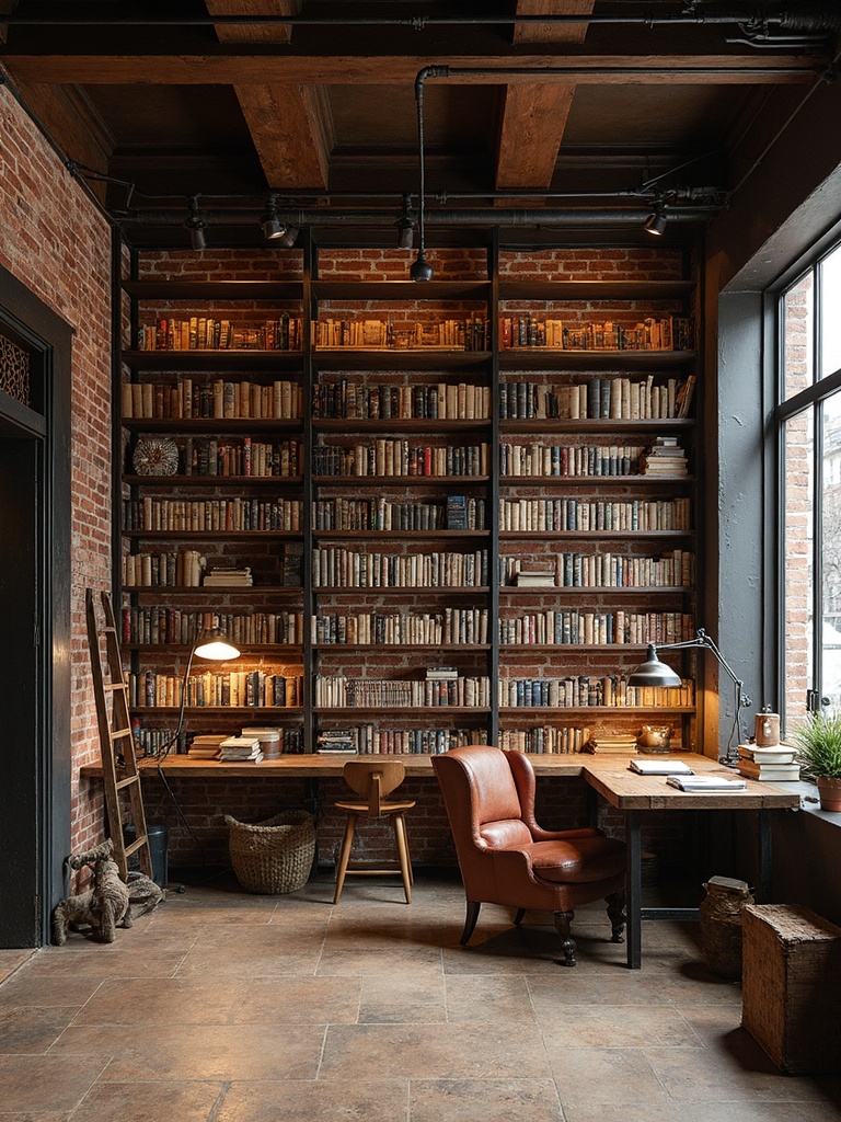 Industrial Library - Industrial Library interior design inspiration