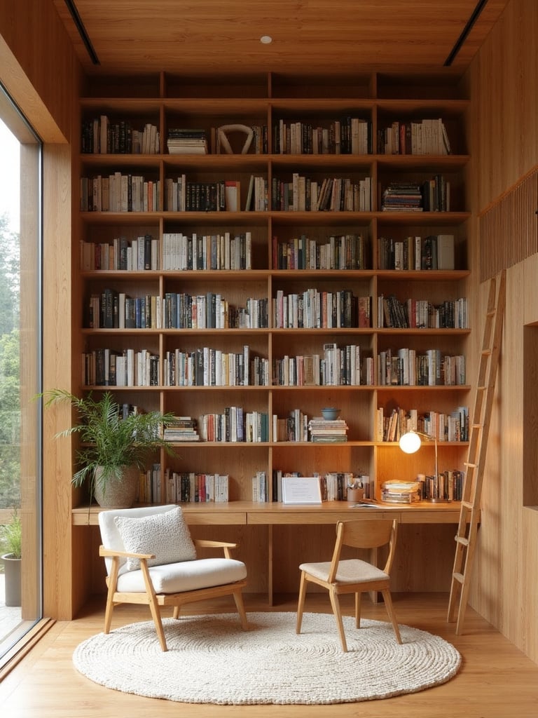 Japandi Library - Japandi Library interior design inspiration