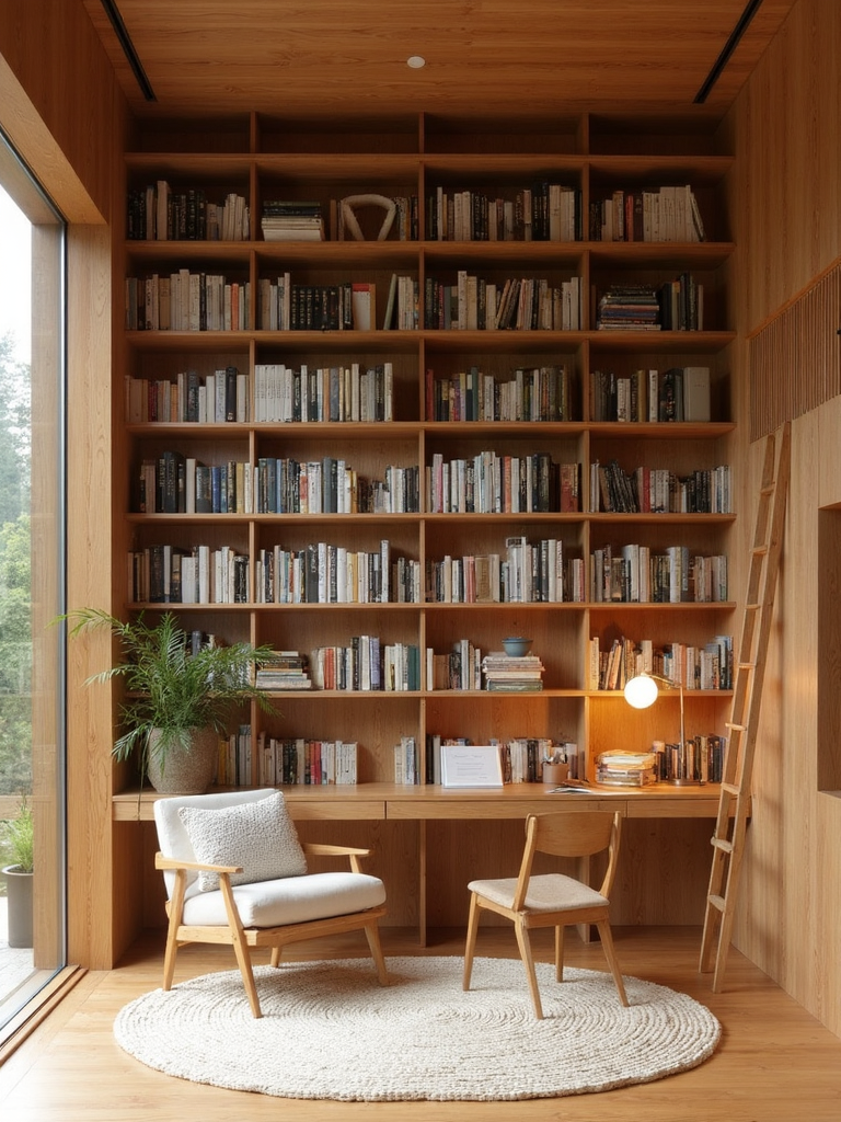 Japandi Library - Japandi Library interior design inspiration
