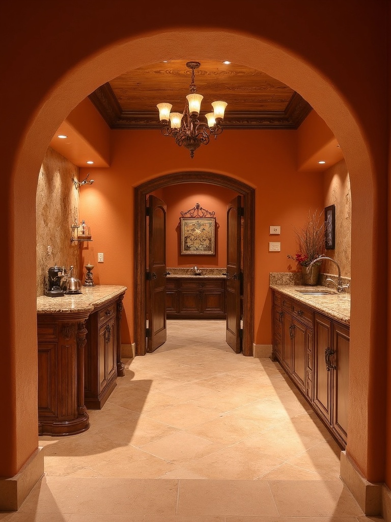 Mediterranean Basement design - Mediterranean Basement interior design ideas