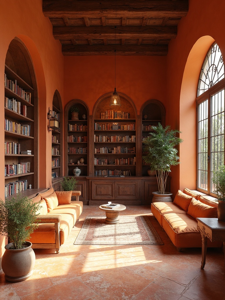 Mediterranean Library design - Mediterranean Library interior design ideas