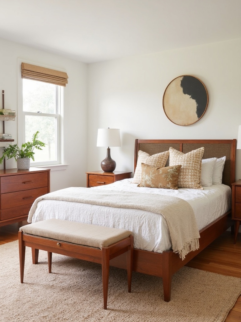 Mid Century Guest Bedroom featuring clean lines, organic shapes, iconic furniture - interior design ideas and inspiration