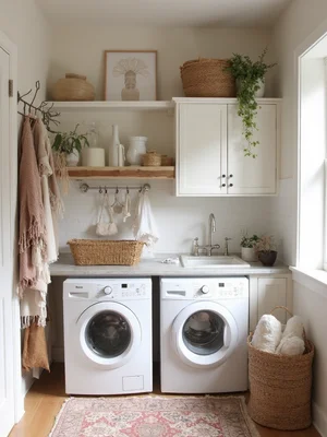 Modern Boho Laundry Room Design