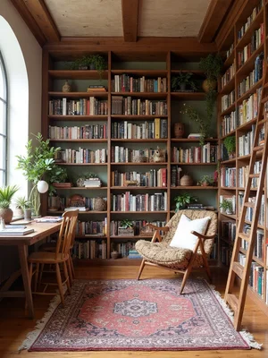 Modern Boho Library Design