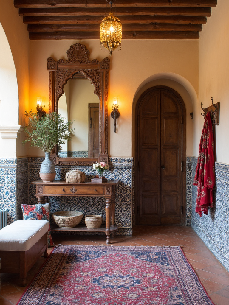 Moroccan Entryway featuring intricate patterns, rich colors, ornate details - interior design ideas and inspiration