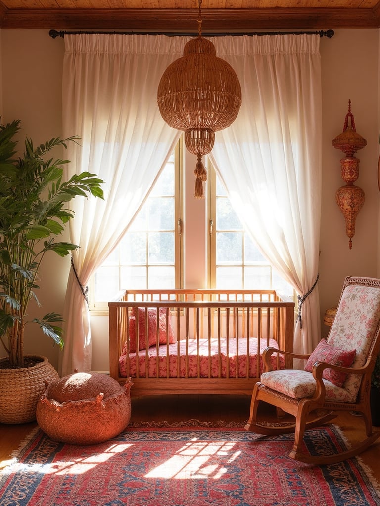 Moroccan Nursery featuring intricate patterns, rich colors, ornate details - interior design ideas and inspiration