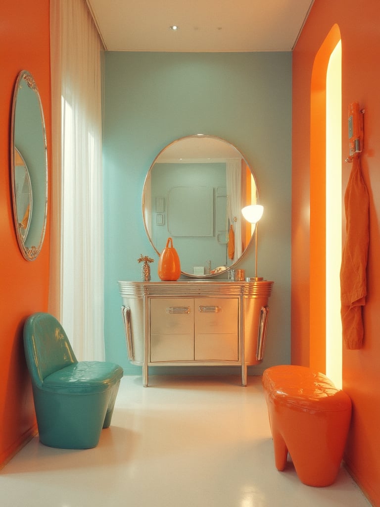 Retro Futuristic Entryway featuring space-age design, atomic era, vintage futurism - interior design ideas and inspiration