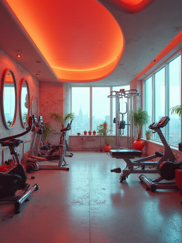 Retro Futuristic Home Gym - Retro Futuristic Home Gym interior design inspiration