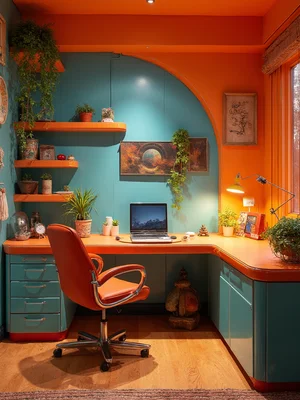 Retro Futuristic Home Office Design