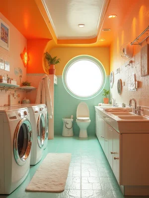 Retro Futuristic Laundry Room Design