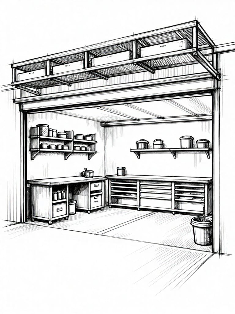 Sketch Garage featuring hand-drawn aesthetic, artistic lines, creative expression - interior design ideas and inspiration