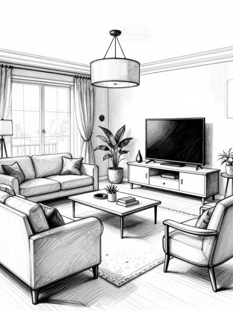 Sketch Living Room - Sketch Living Room interior design inspiration