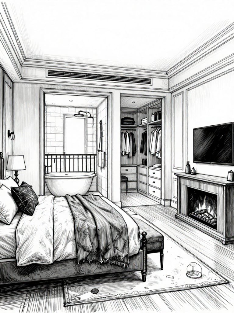 Sketch Master Suite - Sketch Master Suite interior design inspiration