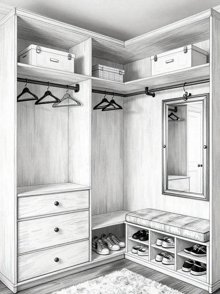 Sketch Walk In Closet - Sketch Walk In Closet interior design inspiration