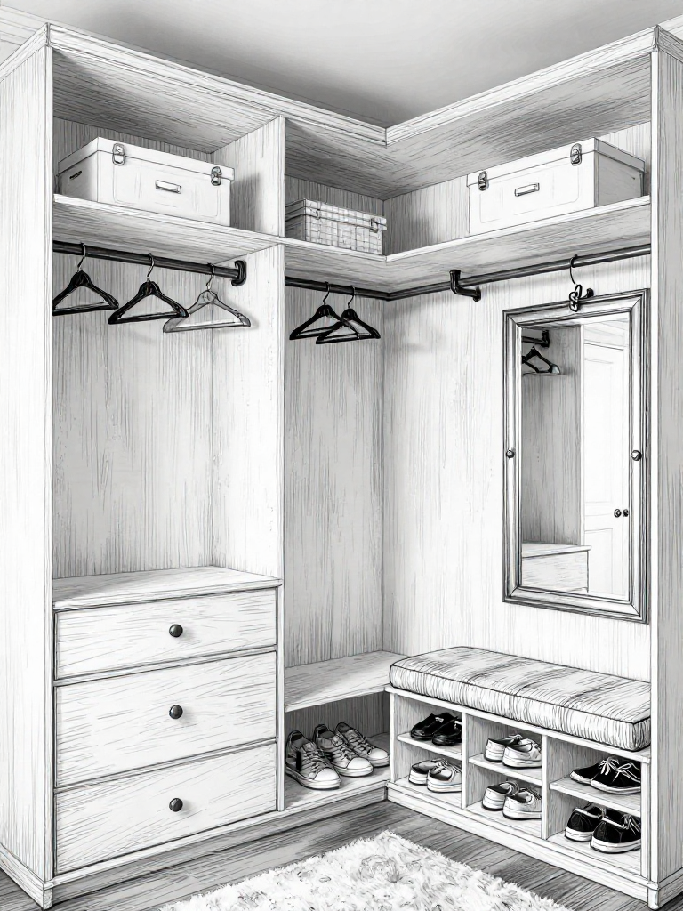 Sketch Walk In Closet - Sketch Walk In Closet interior design inspiration