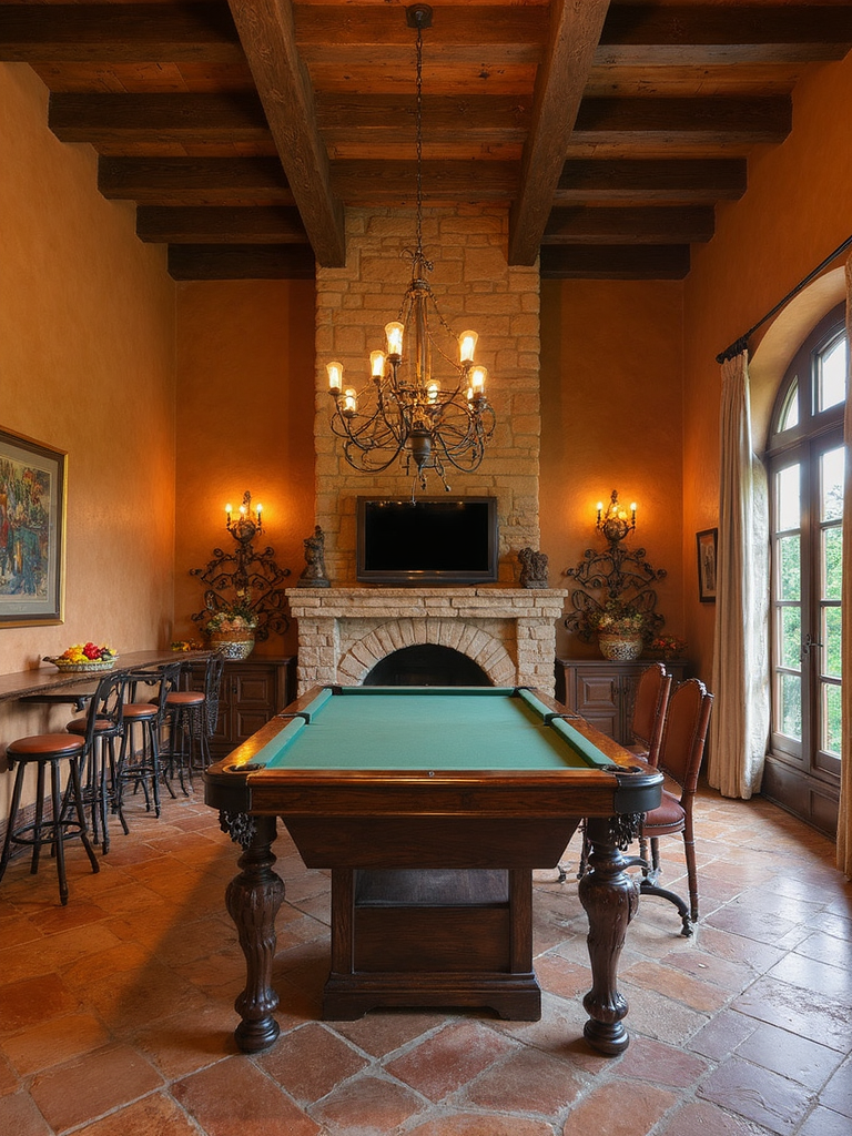 Tuscan Game Room - Tuscan Game Room interior design inspiration