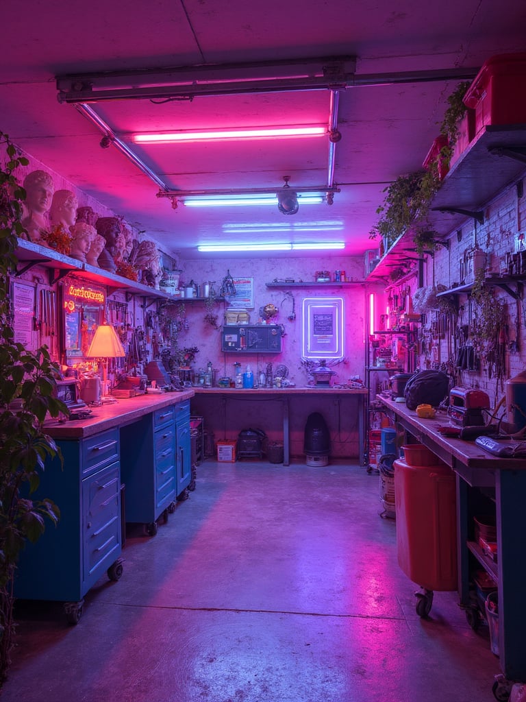 Vaporwave Garage - Vaporwave Garage interior design inspiration