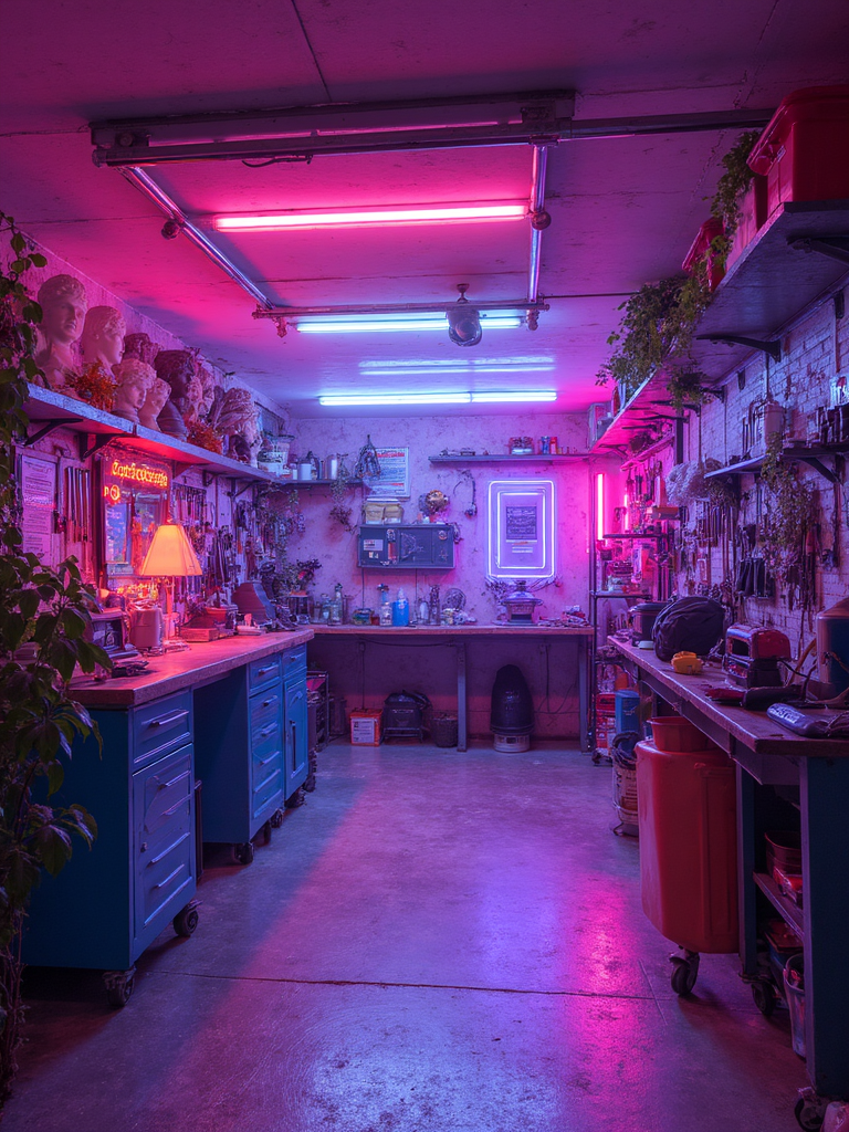 Vaporwave Garage - Vaporwave Garage interior design inspiration