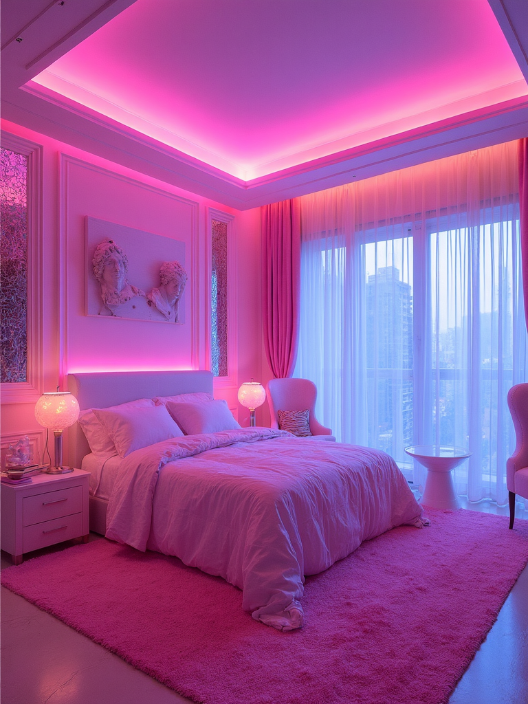 Vaporwave Master Bedroom - Vaporwave Master Bedroom interior design inspiration