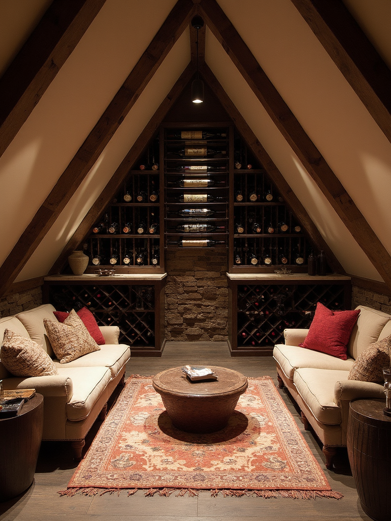 Wine Cellar Attic featuring sophisticated storage, ambient lighting, wine-focused - interior design ideas and inspiration
